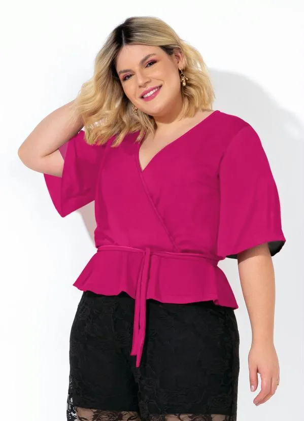 Marguerite - Blusa Pink com Faixa Gratis Plus Size