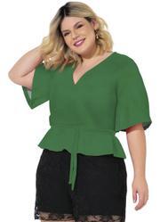 Blusa Verde com Faixa Gratis Plus Size