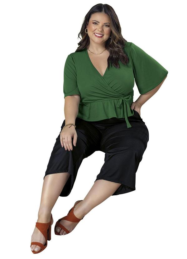 Marguerite - Blusa Verde com Faixa Gratis Plus Size 5