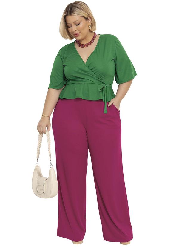 Marguerite - Blusa Verde com Faixa Gratis Plus Size 6
