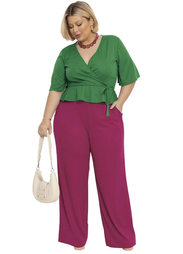 Marguerite - Blusa Verde com Faixa Gratis Plus Size 6