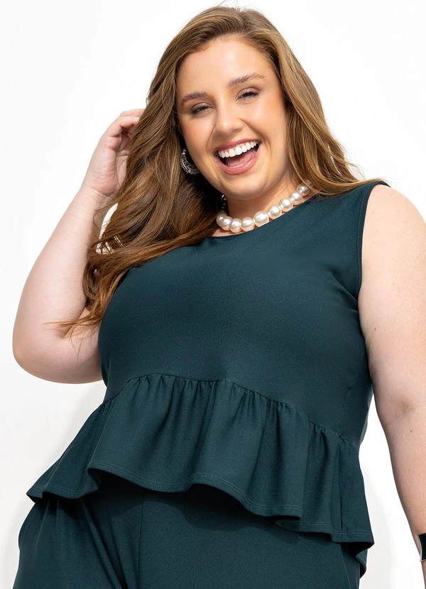 Marguerite - Blusa Verde Escura em Malha Crepe