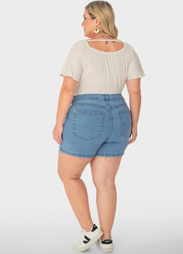 Malwee Plus - Bermuda Azul Claro Boyfriend Feminina Jeans 4