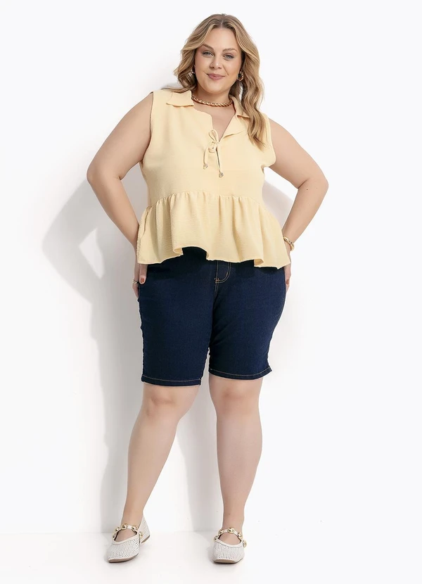 Marguerite - Bermuda Azul Escuro em Jeans com Elastano 7