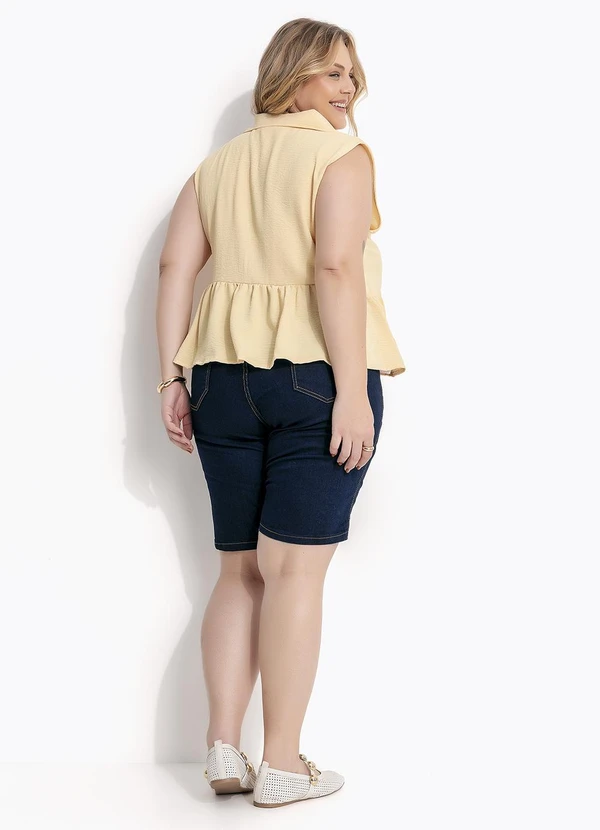 Marguerite - Bermuda Azul Escuro em Jeans com Elastano 8