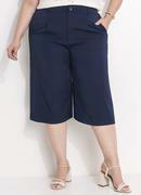 Bermuda Azul Marinho em Crepe Plano