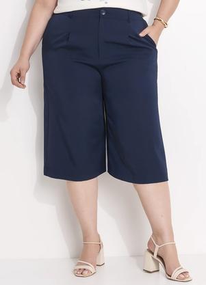 Bermuda (Azul Marinho) em Crepe Plano