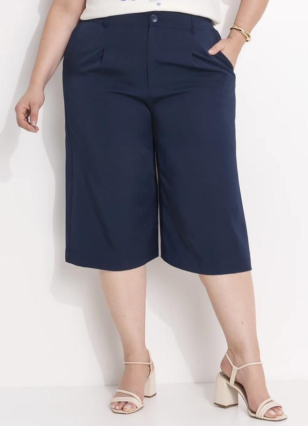 Bermuda (Azul Marinho) em Crepe Plano