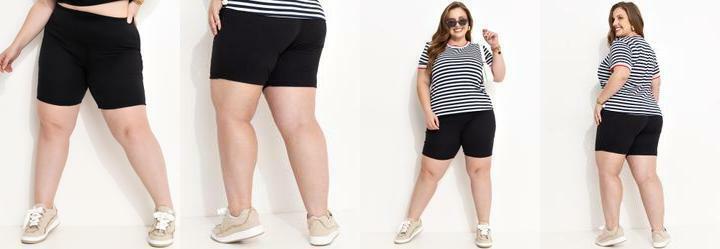 Bermuda Ciclista Preta em Canelado