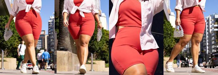 Bermuda Ciclista Vermelha em Canelado