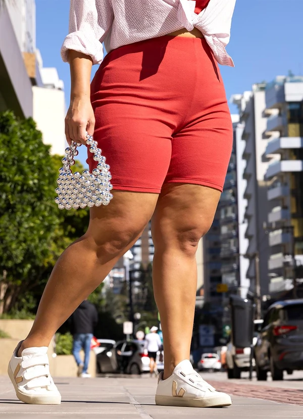Marguerite - Bermuda Ciclista Vermelha em Canelado 5