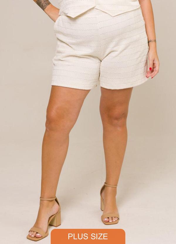 Cess - Bermuda Cris com Textura e Laise Branco