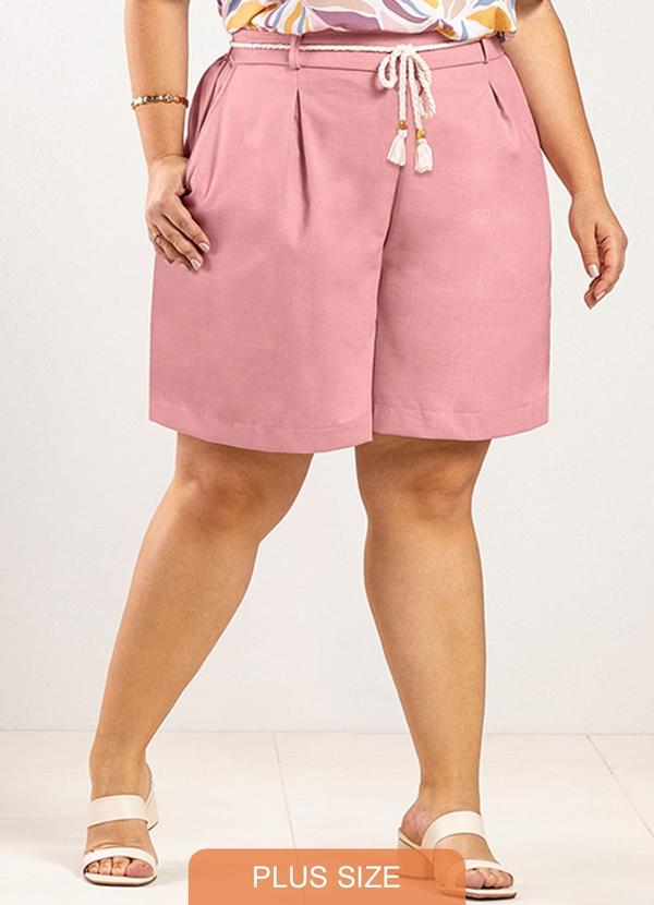 Rezzato - Bermuda em Linho Classic Adulto Plus Rosa