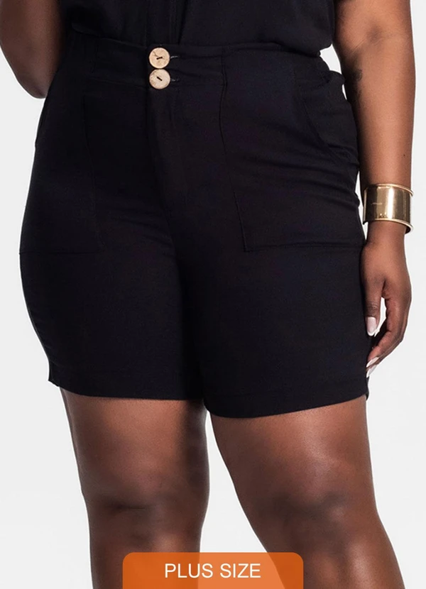 Secret Glam - Bermuda Feminina Plus Size Preto