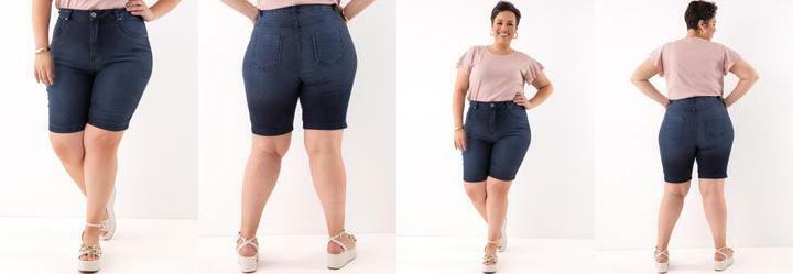 Bermuda Jeans Azul Escuro com Elastano