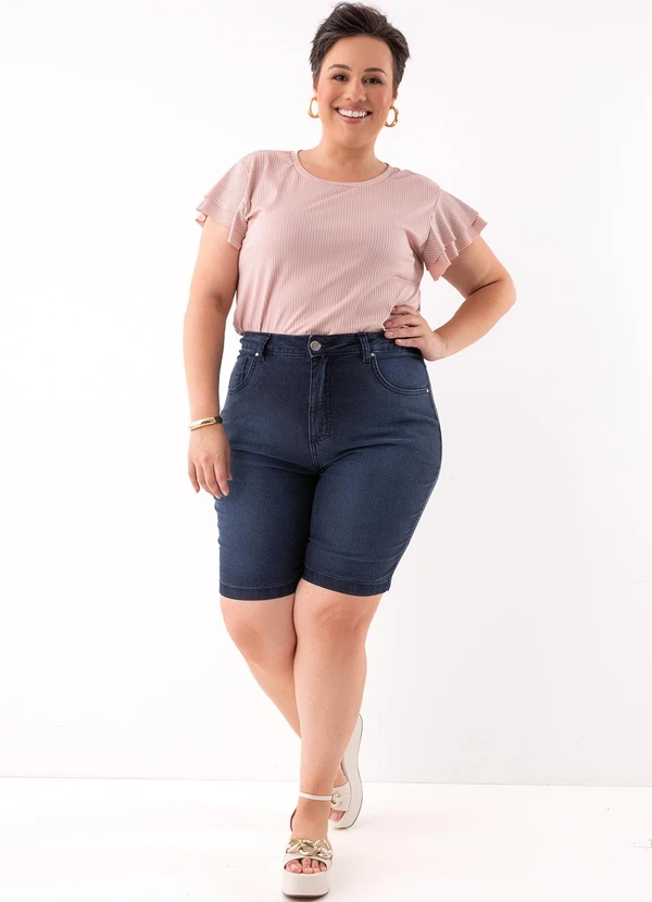 Marguerite - Bermuda Jeans Azul Escuro com Elastano 3