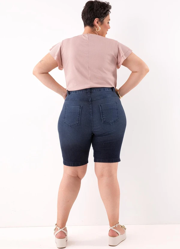 Marguerite - Bermuda Jeans Azul Escuro com Elastano 4