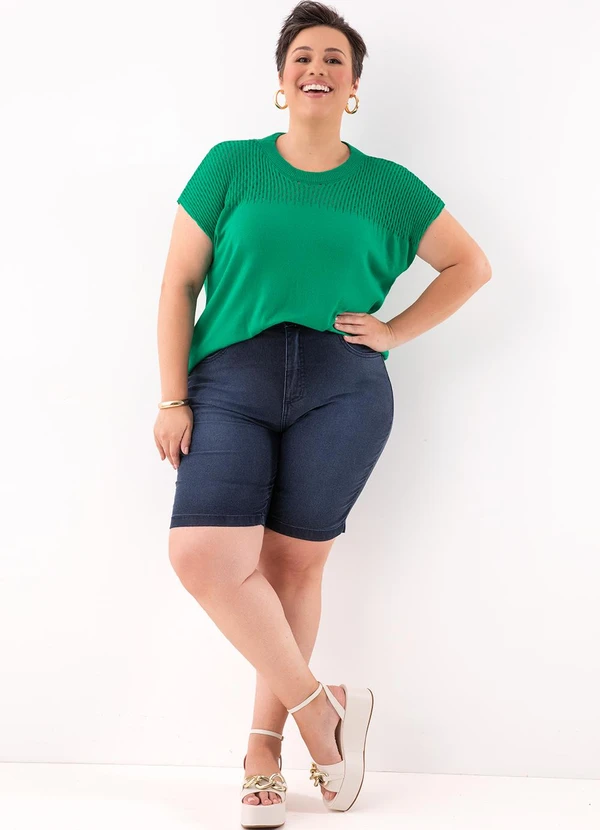 Marguerite - Bermuda Jeans Azul Escuro com Elastano 5