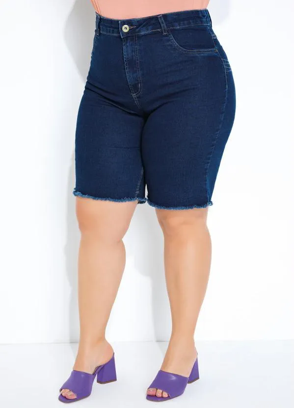 Sawary Jeans - Bermuda Jeans Barra Desfiada Sawary Plus Size