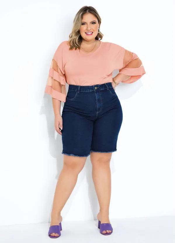 Sawary Jeans - Bermuda Jeans Barra Desfiada Sawary Plus Size 3