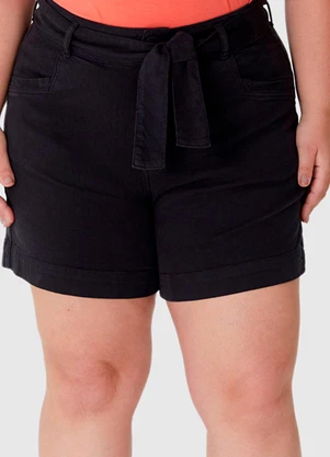 Malwee - Bermuda Mom Cintura Alta Sarja Plus Preto - MALWEE
