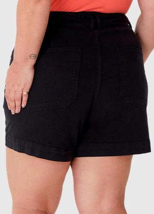 Malwee - Bermuda Mom Cintura Alta Sarja Plus Preto - MALWEE