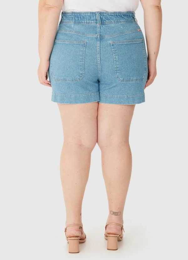 Malwee - Bermuda Mom Jeans Cintura Alta Plus Azul 4