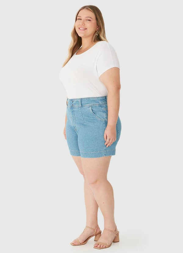Malwee - Bermuda Mom Jeans Cintura Alta Plus Azul 2