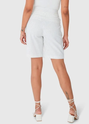 Malwee Plus - Bermuda Off White Alfaiataria Risca de Giz - MALWEE PLUS