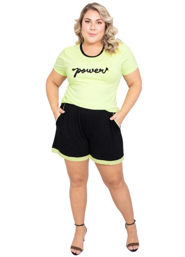 Lepoque - Bermuda Plus Size com Recorte na Barra Preto 3