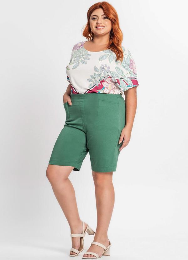 Secret Glam - Bermuda Plus Size em Bengaline Verde 3