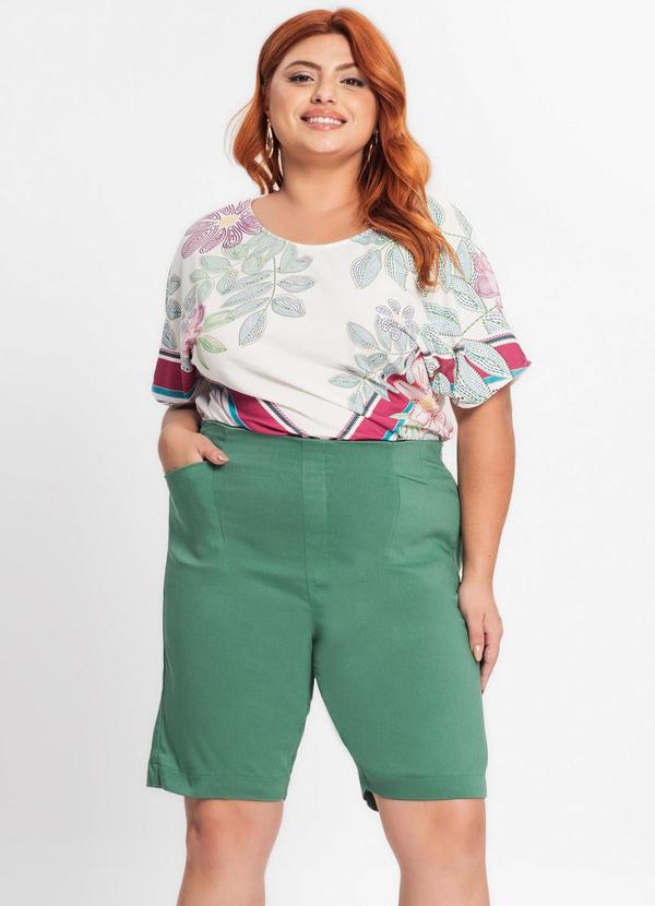 Secret Glam - Bermuda Plus Size em Bengaline Verde 5