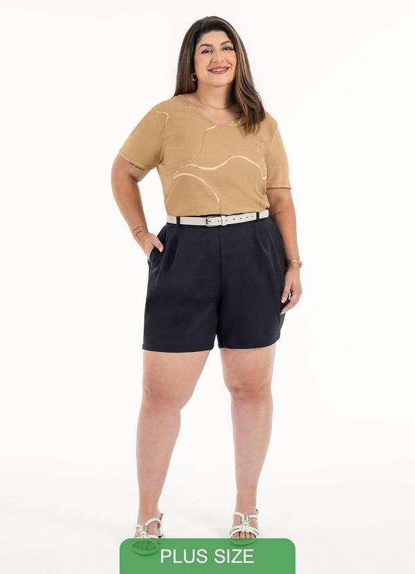 Habana - Bermuda Plus Size em Tecido Alfaiataria Preto