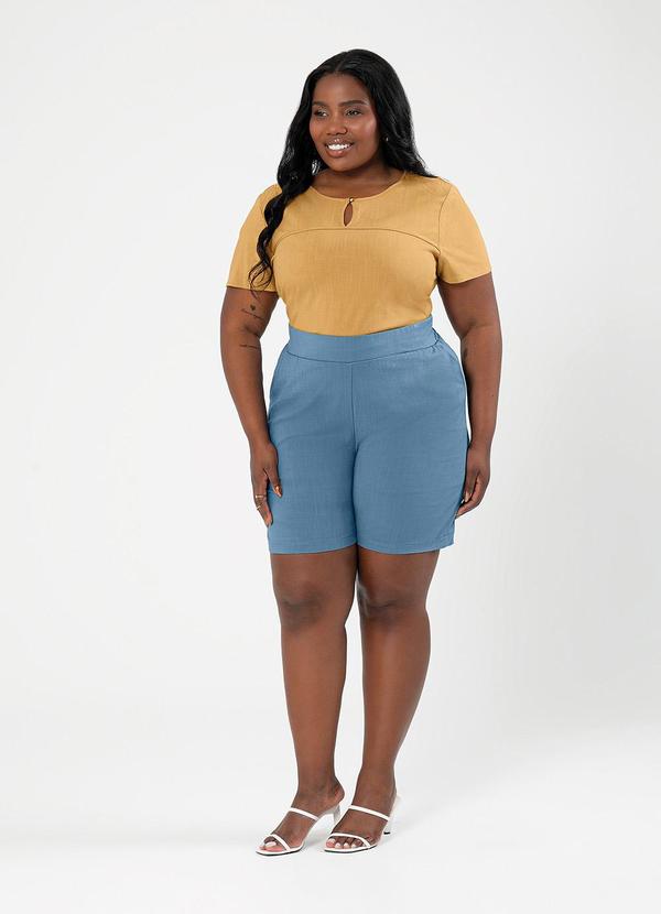 Cativa - Bermuda Plus Size em Viscose Azul 3