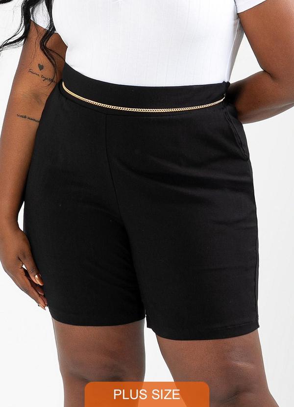 Cativa - Bermuda Plus Size em Viscose Preto