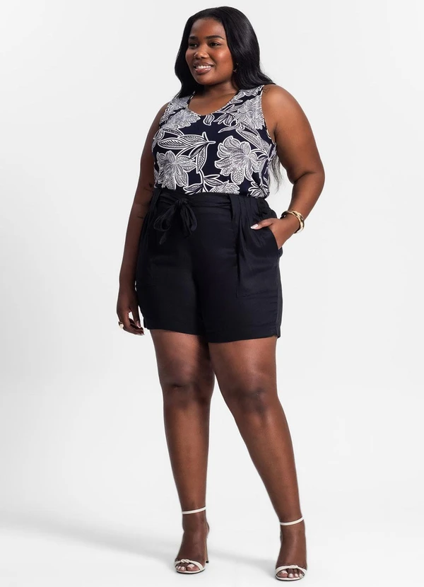 Secret Glam - Bermuda Plus Size Feminina Preto 3