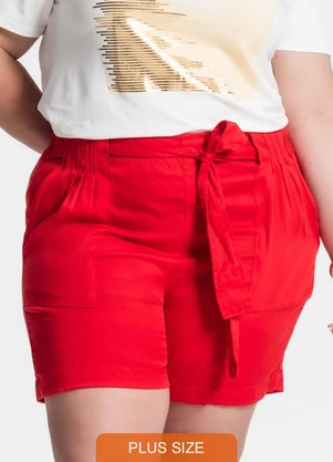 Secret Glam - Bermuda Plus Size Feminina Vermelho - SECRET GLAM