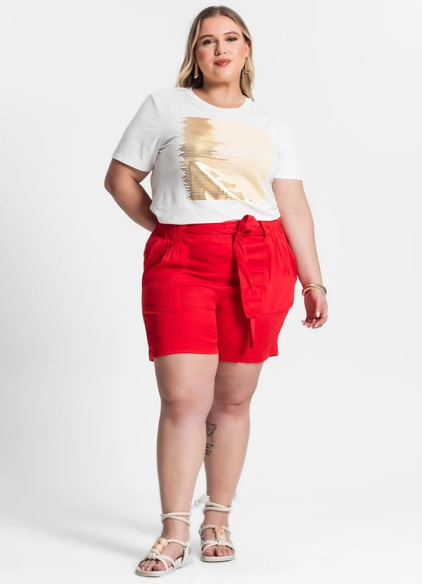 Secret Glam - Bermuda Plus Size Feminina Vermelho 3