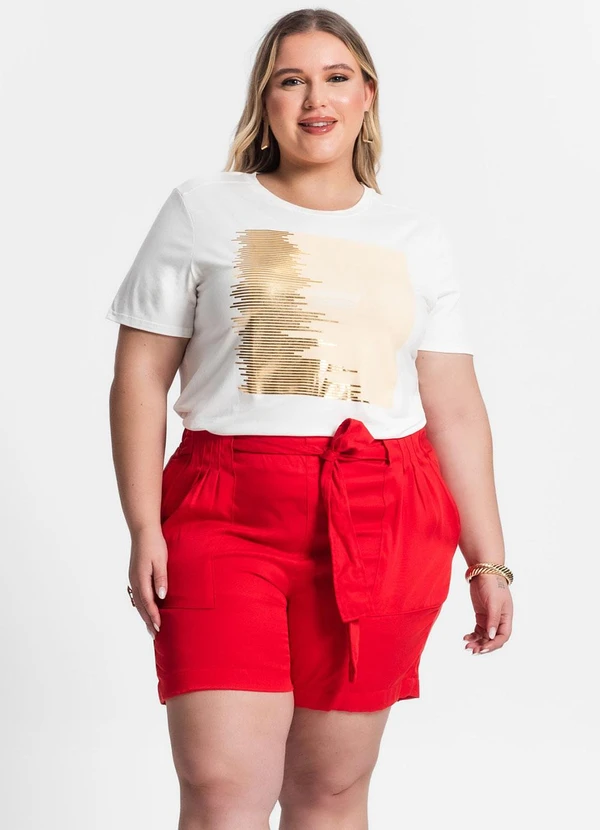 Secret Glam - Bermuda Plus Size Feminina Vermelho 4