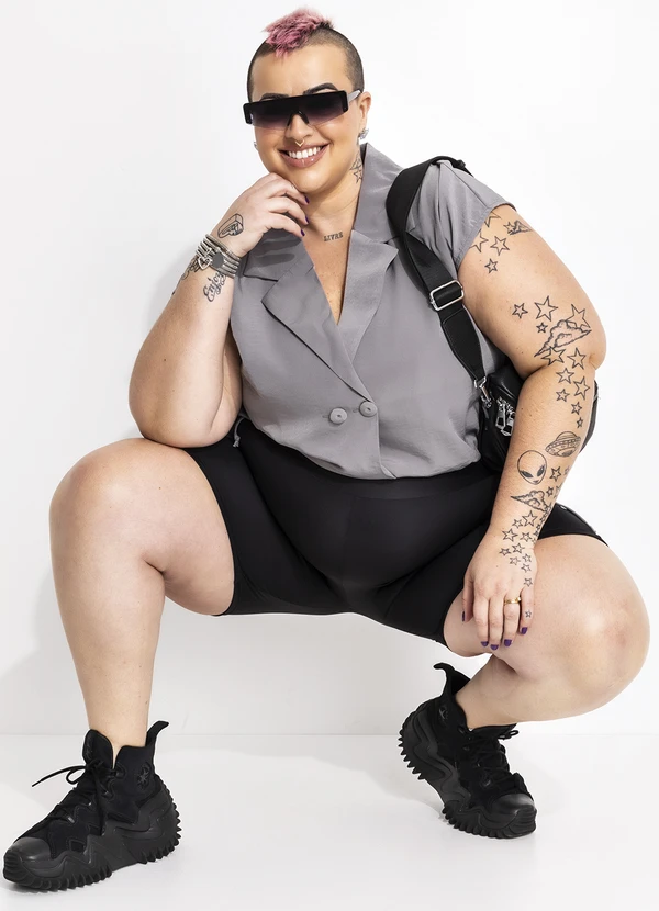 Marguerite - Bermuda Preta em Suplex Zero Transparência 10