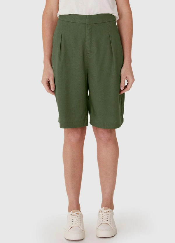 Malwee Plus - Bermuda Verde Oliva Feminina Alfaiataria