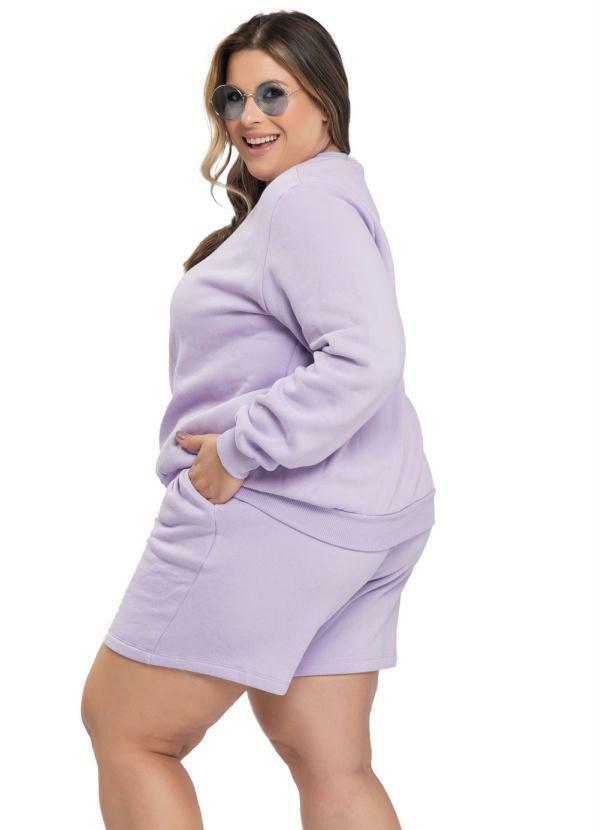 Miss Masy Plus - Conjunto Feminino Casaco e Bermuda Lavanda 2