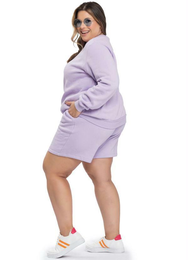 Miss Masy Plus - Conjunto Feminino Casaco e Bermuda Lavanda 4