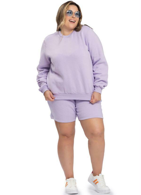 Miss Masy Plus - Conjunto Feminino Casaco e Bermuda Lavanda 5