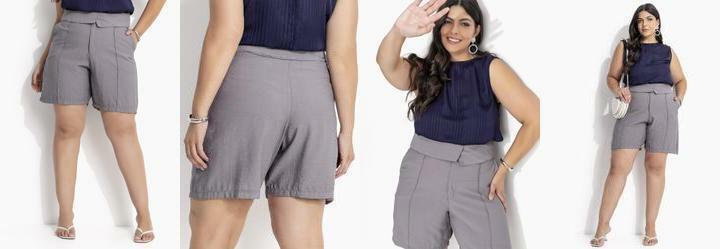 Short Cinza em Tecido Alfaiataria de Viscose