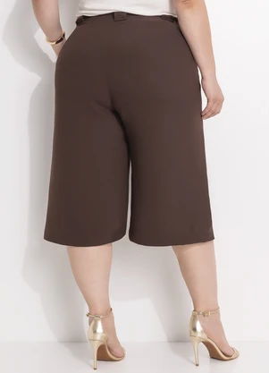 Marguerite - Short Marrom em Crepe Plano - MARGUERITE