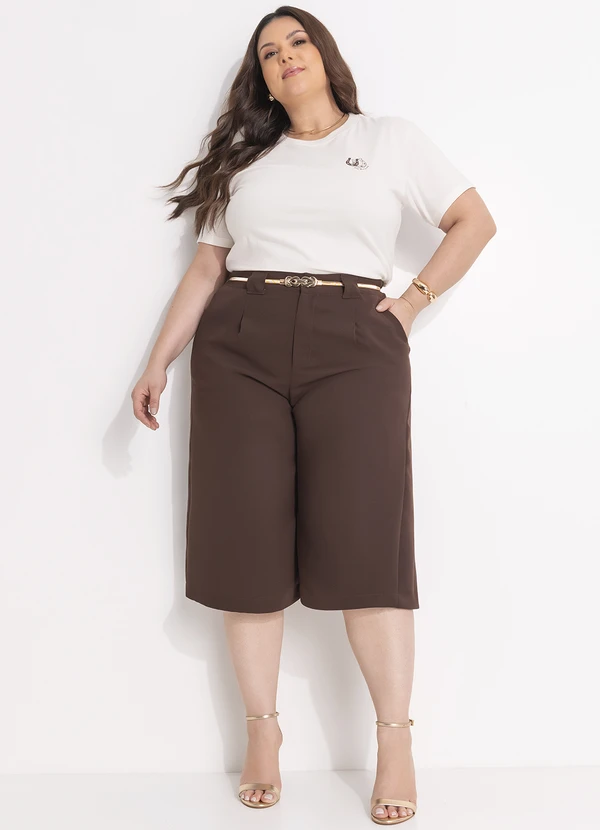 Marguerite - Short Marrom em Crepe Plano 3
