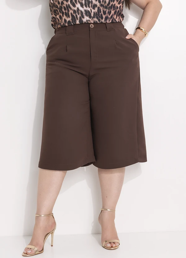 Marguerite - Short Marrom em Crepe Plano 5
