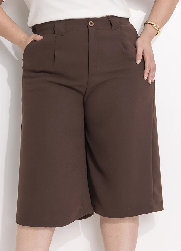Marguerite - Short Marrom em Crepe Plano 7