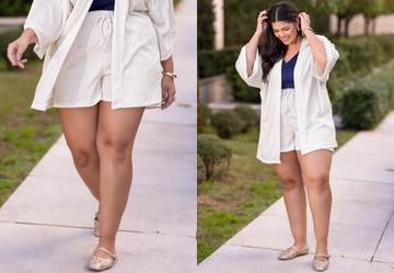 Short Off White em Malha Texturizada